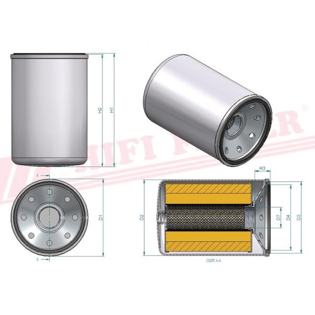 Filtre Hydraulique SH 63015 Hifi Filter référence fournisseur HIFSH63015